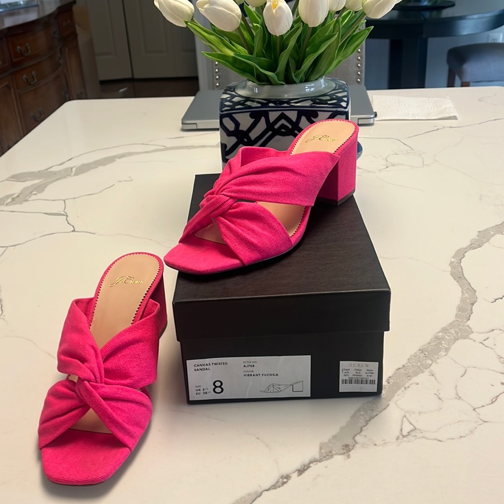Brand new J.Crew canvas twisted sandals
